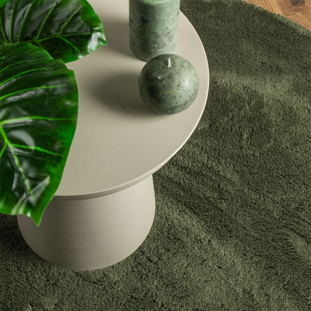 Vloerkleed HUARTE laagpolig zacht wasbaar Ø 100 cm bosgroen is nu te koop bij PeponiXL, paradijselijk wonen!