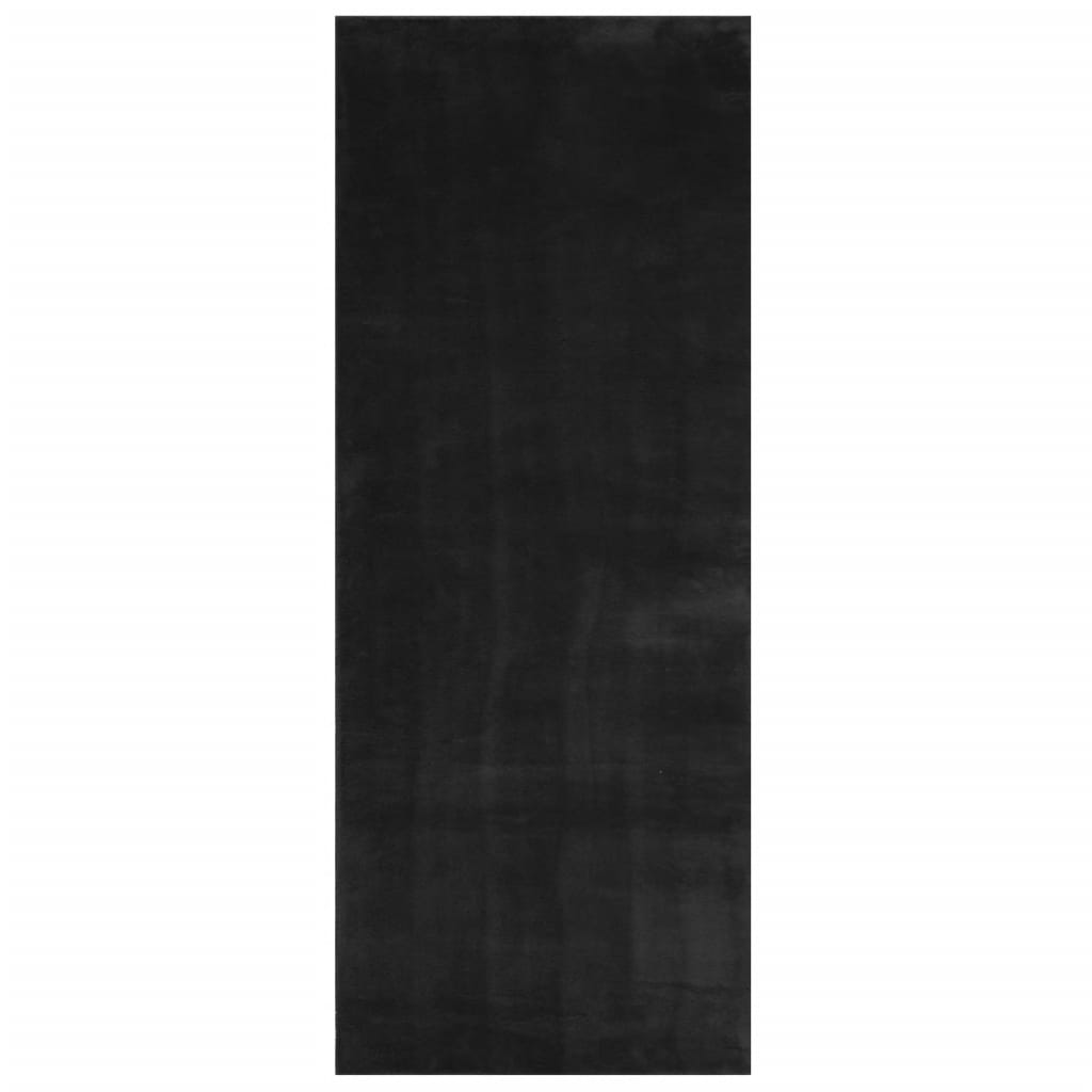 Vloerkleed HUARTE laagpolig zacht wasbaar 80x200 cm zwart is nu te koop bij PeponiXL, paradijselijk wonen!