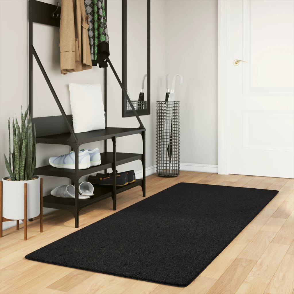 Vloerkleed HUARTE laagpolig zacht wasbaar 80x200 cm zwart is nu te koop bij PeponiXL, paradijselijk wonen!