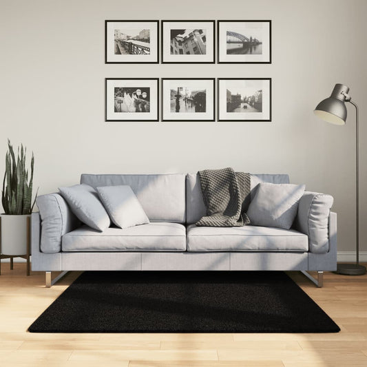 Vloerkleed HUARTE laagpolig zacht wasbaar 120x120 cm zwart is nu te koop bij PeponiXL, paradijselijk wonen!