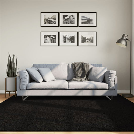 Vloerkleed HUARTE laagpolig zacht wasbaar 200x200 cm zwart is nu te koop bij PeponiXL, paradijselijk wonen!