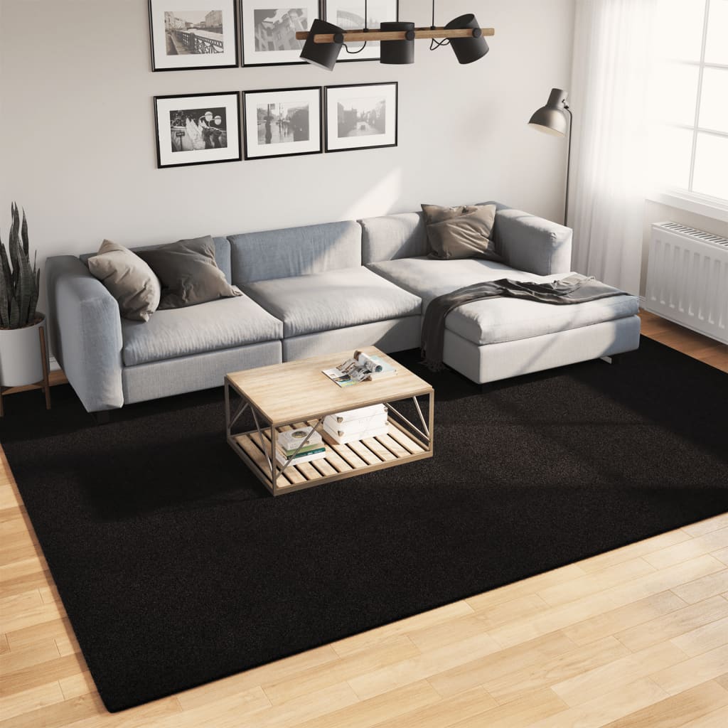 Vloerkleed HUARTE laagpolig zacht wasbaar 240x340 cm zwart is nu te koop bij PeponiXL, paradijselijk wonen!