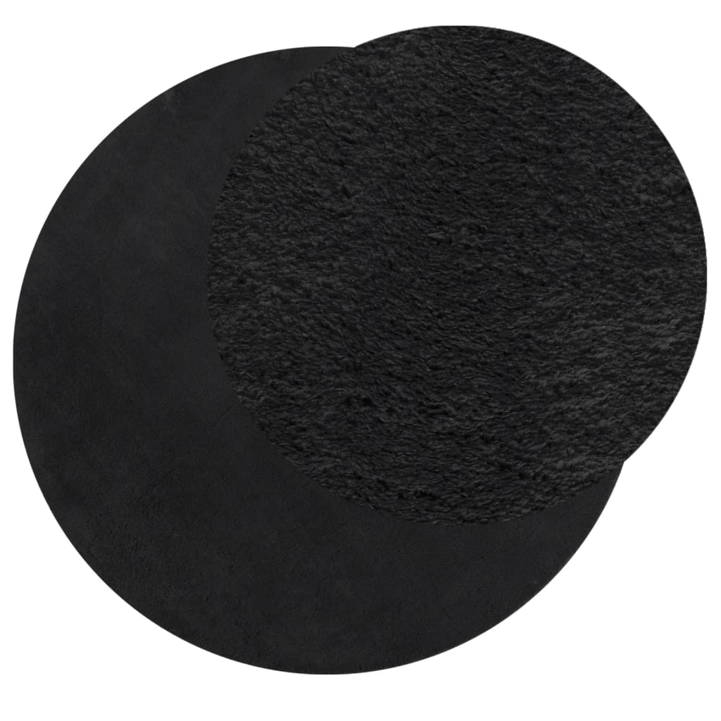 Vloerkleed HUARTE laagpolig zacht wasbaar Ø 100 cm zwart is nu te koop bij PeponiXL, paradijselijk wonen!