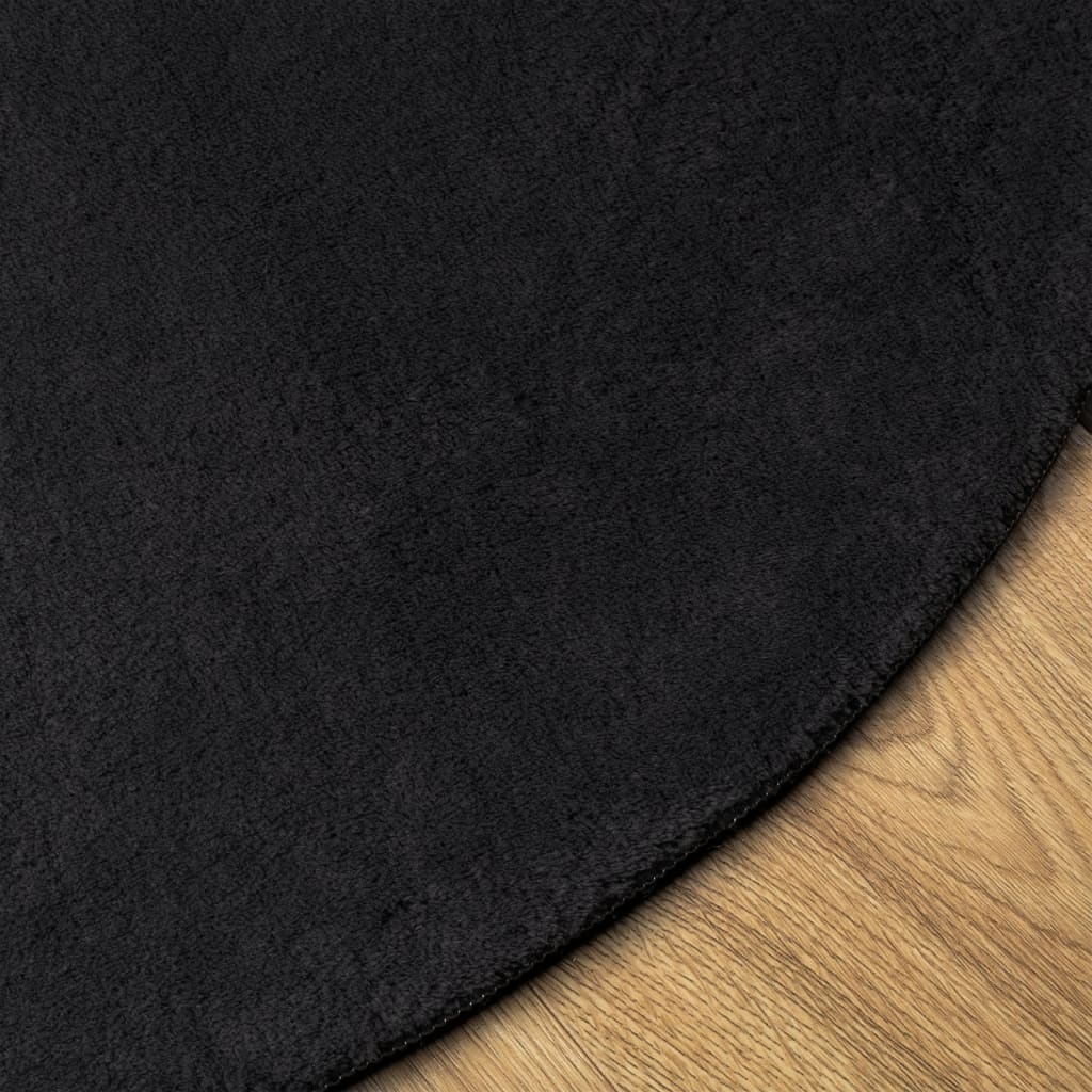 Vloerkleed HUARTE laagpolig zacht wasbaar Ø 100 cm zwart is nu te koop bij PeponiXL, paradijselijk wonen!
