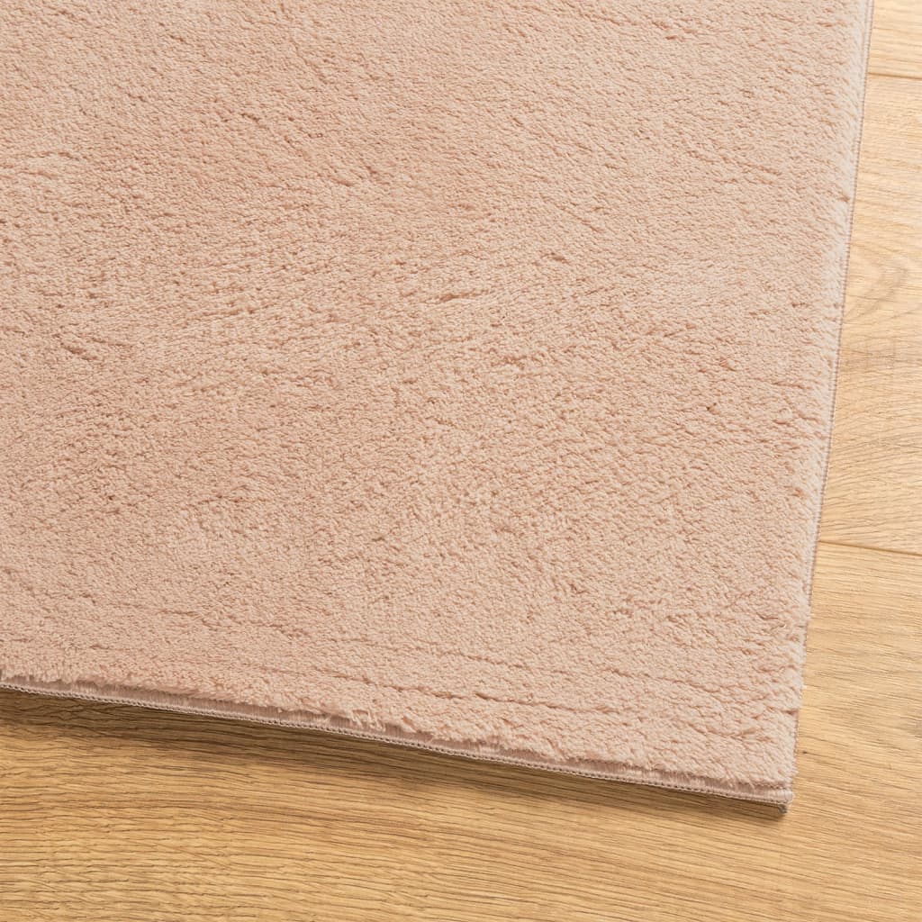 Vloerkleed HUARTE laagpolig zacht wasbaar 80x250 cm roze is nu te koop bij PeponiXL, paradijselijk wonen!