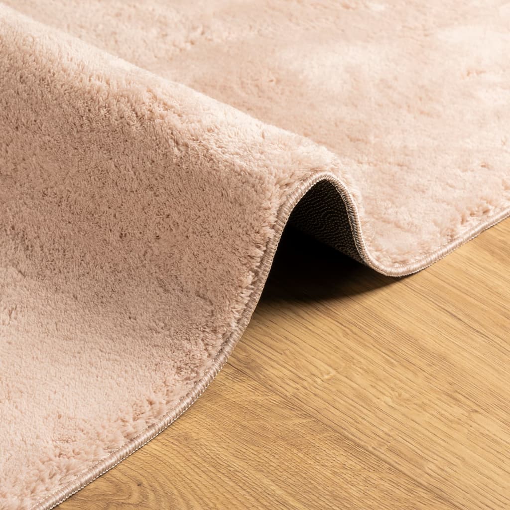 Vloerkleed HUARTE laagpolig zacht wasbaar 80x250 cm roze is nu te koop bij PeponiXL, paradijselijk wonen!
