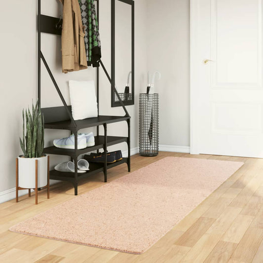 Vloerkleed HUARTE laagpolig zacht wasbaar 80x250 cm roze is nu te koop bij PeponiXL, paradijselijk wonen!