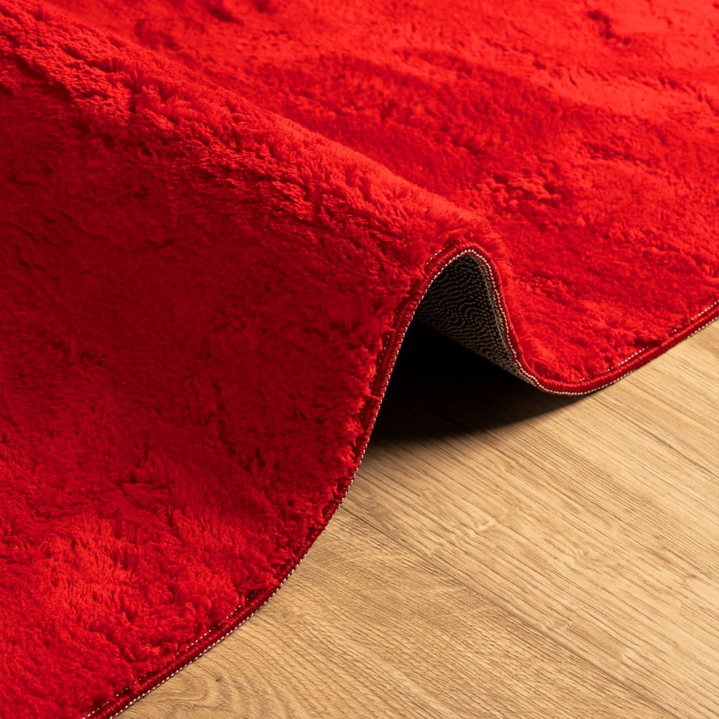 Vloerkleed HUARTE laagpolig zacht wasbaar 140x200 cm rood is nu te koop bij PeponiXL, paradijselijk wonen!