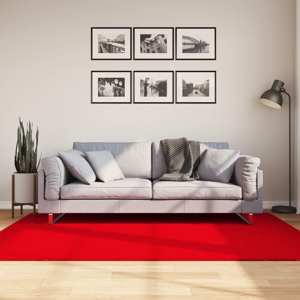 Vloerkleed HUARTE laagpolig zacht wasbaar 140x200 cm rood is nu te koop bij PeponiXL, paradijselijk wonen!