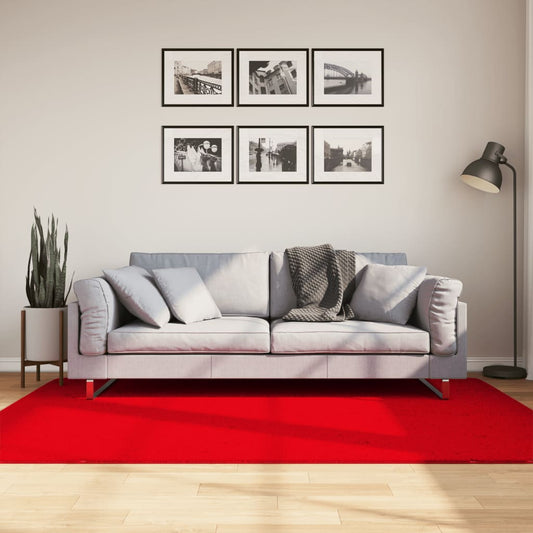 Vloerkleed HUARTE laagpolig zacht wasbaar 140x200 cm rood is nu te koop bij PeponiXL, paradijselijk wonen!