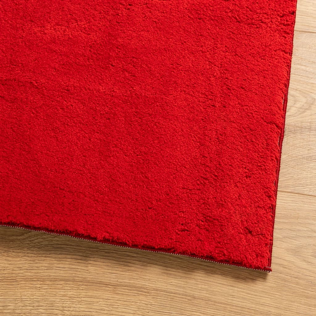 Vloerkleed HUARTE laagpolig zacht wasbaar 160x160 cm rood is nu te koop bij PeponiXL, paradijselijk wonen!