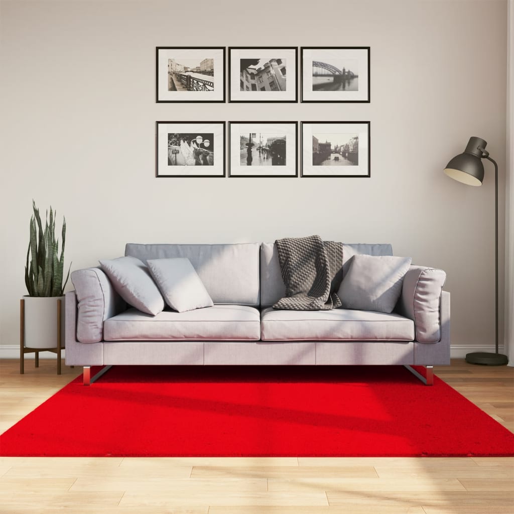 Vloerkleed HUARTE laagpolig zacht wasbaar 160x160 cm rood is nu te koop bij PeponiXL, paradijselijk wonen!