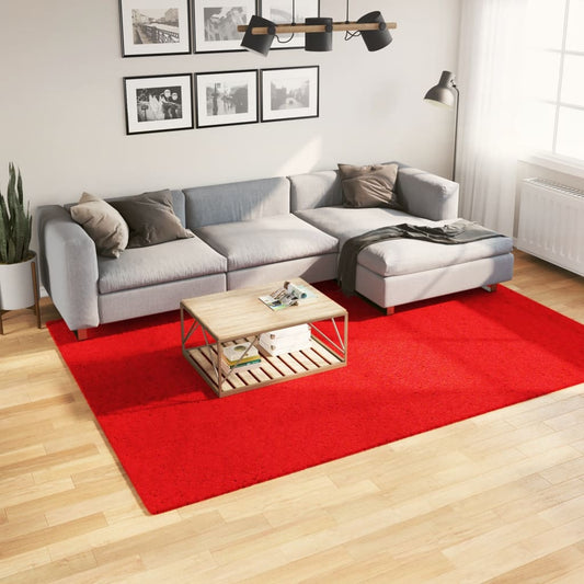 Vloerkleed HUARTE laagpolig zacht wasbaar 200x280 cm rood is nu te koop bij PeponiXL, paradijselijk wonen!