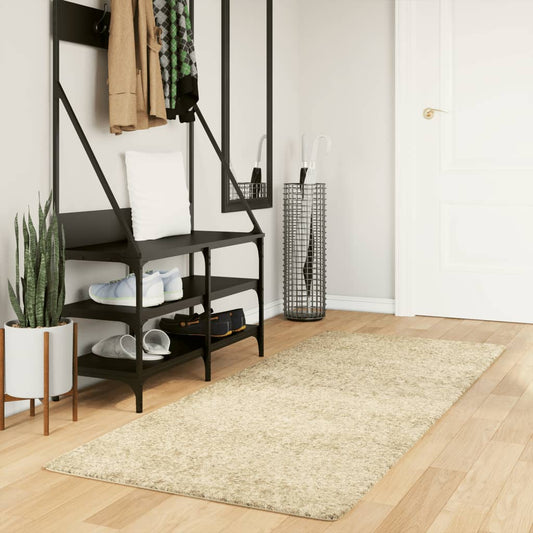 Vloerkleed PAMPLONA shaggy hoogpolig modern 80x200 cm goudkleur is nu te koop bij PeponiXL, paradijselijk wonen!