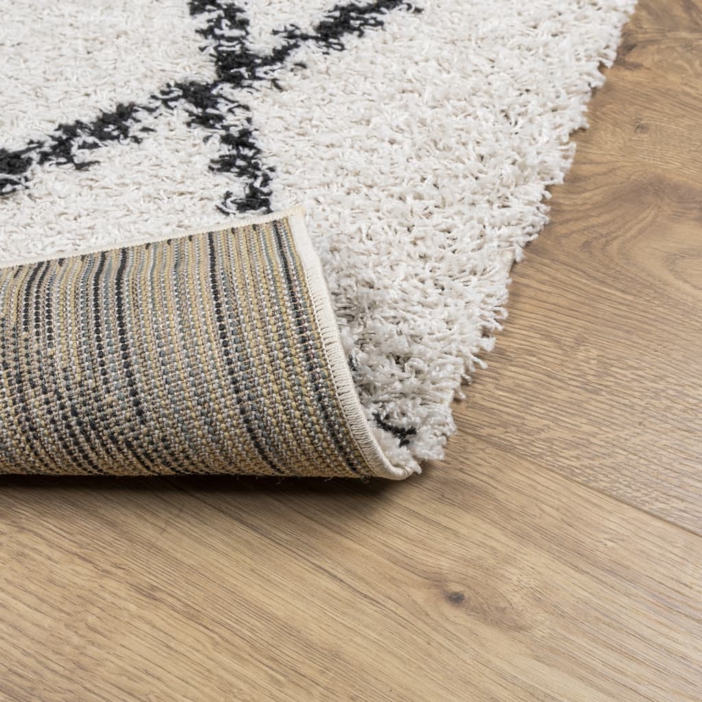 Vloerkleed PAMPLONA shaggy hoogpolig 100x200 cm crème en zwart is nu te koop bij PeponiXL, paradijselijk wonen!
