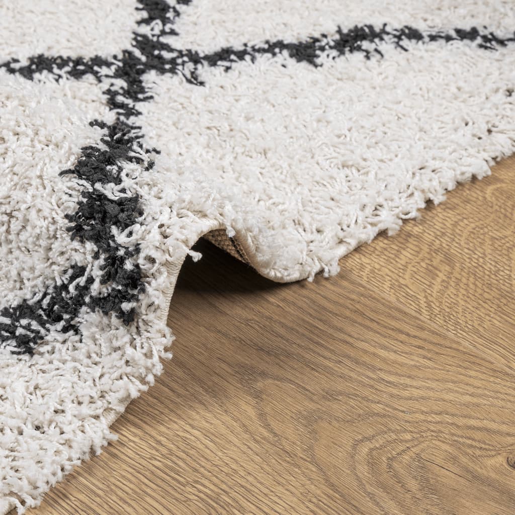 Vloerkleed PAMPLONA shaggy hoogpolig 100x200 cm crème en zwart is nu te koop bij PeponiXL, paradijselijk wonen!