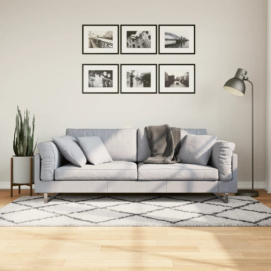 Vloerkleed PAMPLONA shaggy hoogpolig 100x200 cm crème en zwart is nu te koop bij PeponiXL, paradijselijk wonen!