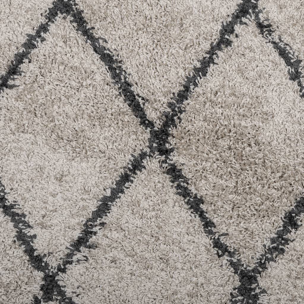 Vloerkleed PAMPLONA shaggy hoogpolig Ø 80 cm beige antraciet is nu te koop bij PeponiXL, paradijselijk wonen!