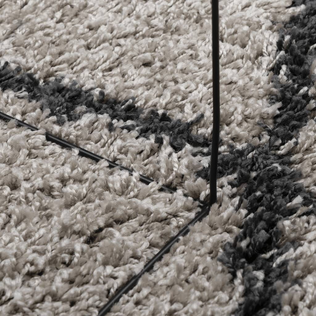 Vloerkleed PAMPLONA shaggy hoogpolig Ø 100 cm beige antraciet is nu te koop bij PeponiXL, paradijselijk wonen!