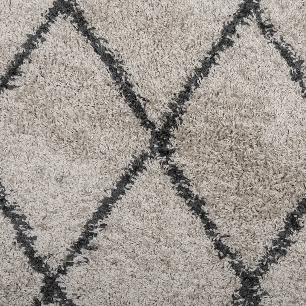 Vloerkleed PAMPLONA shaggy hoogpolig Ø 100 cm beige antraciet is nu te koop bij PeponiXL, paradijselijk wonen!
