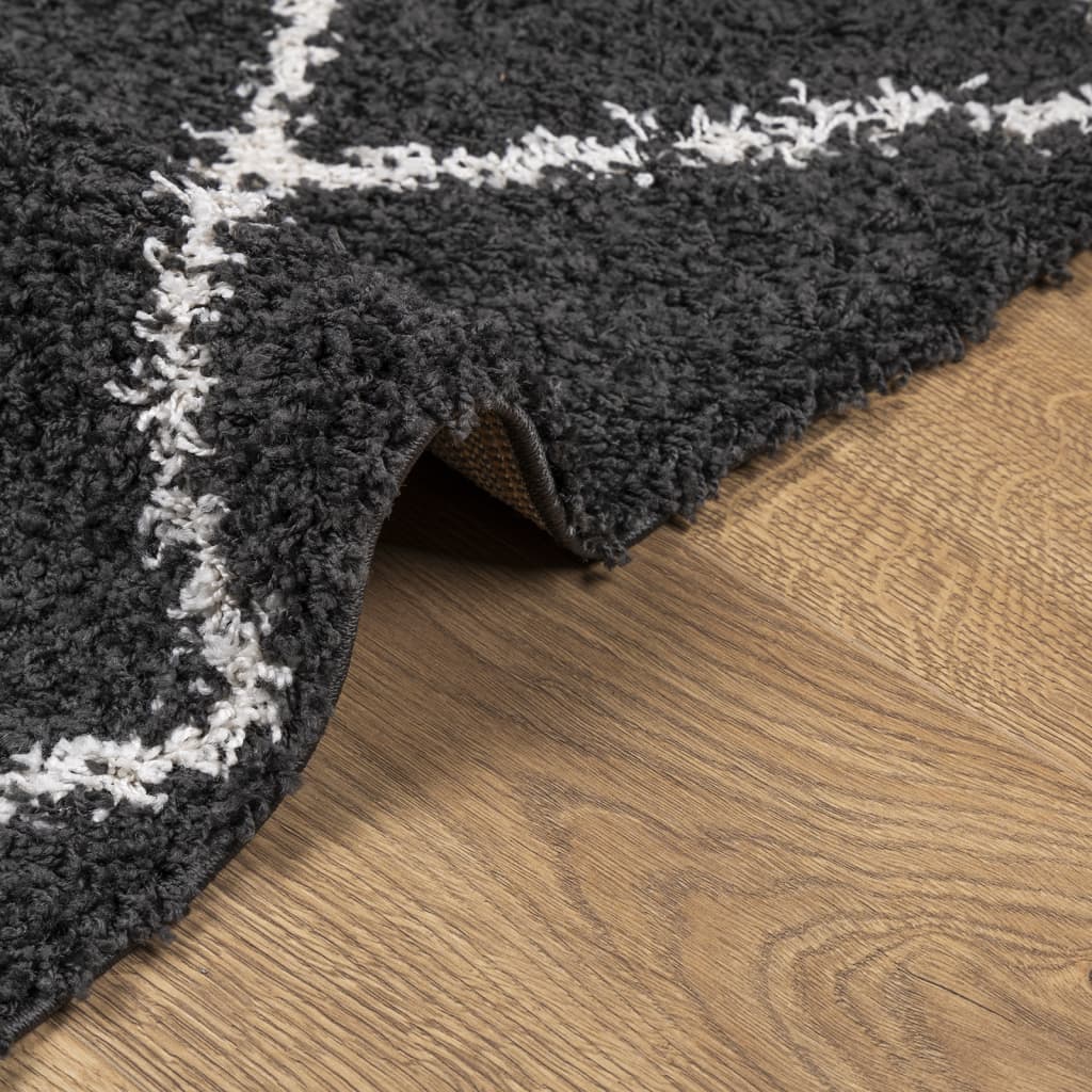 Vloerkleed shaggy hoogpolig modern 140x200 cm zwart en crème is nu te koop bij PeponiXL, paradijselijk wonen!