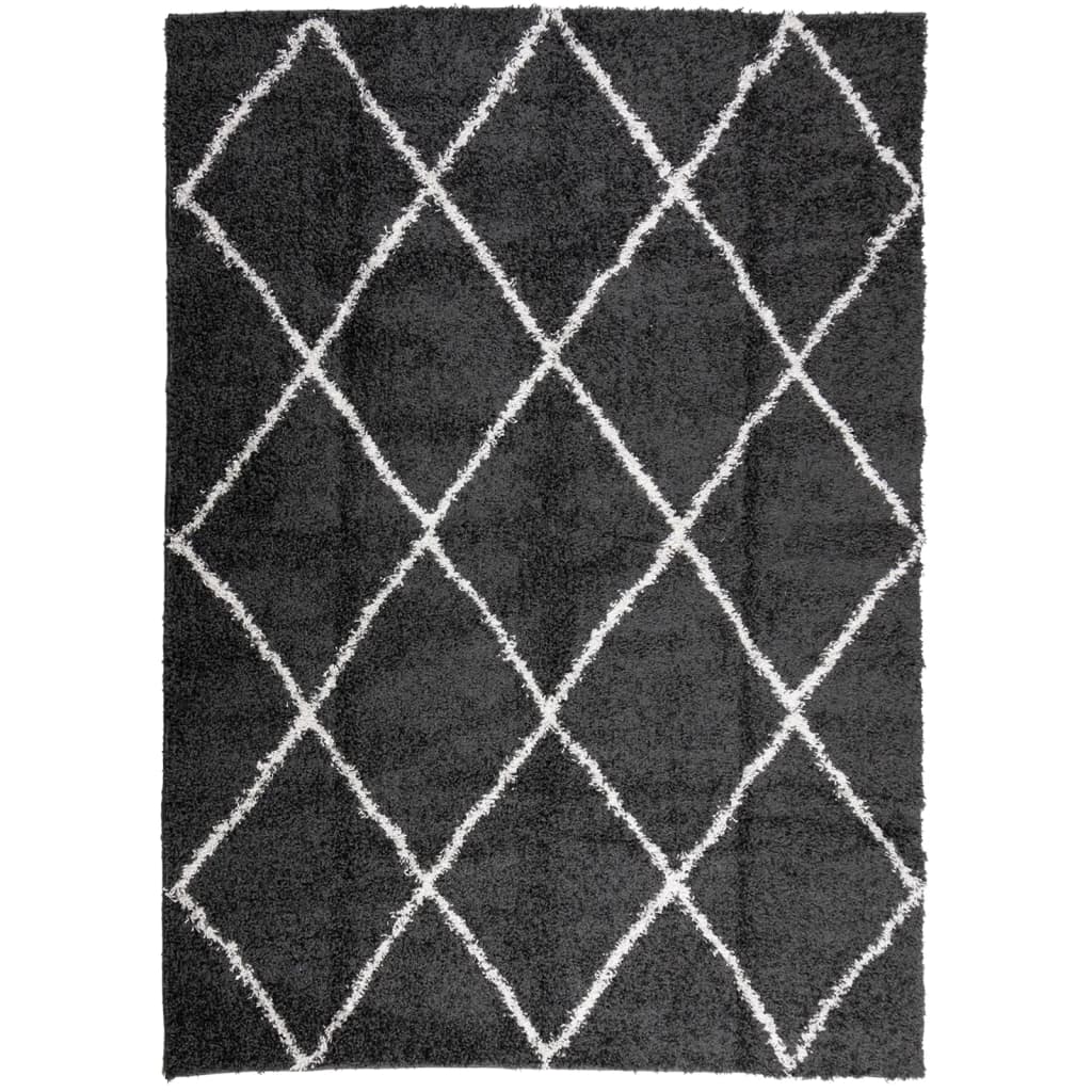 Vloerkleed shaggy hoogpolig modern 200x280 cm zwart en crème is nu te koop bij PeponiXL, paradijselijk wonen!