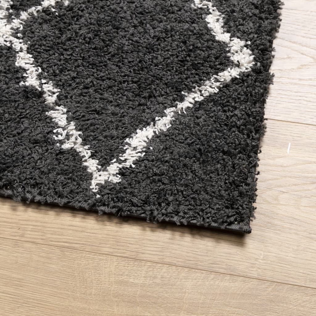 Vloerkleed shaggy hoogpolig modern 200x280 cm zwart en crème is nu te koop bij PeponiXL, paradijselijk wonen!