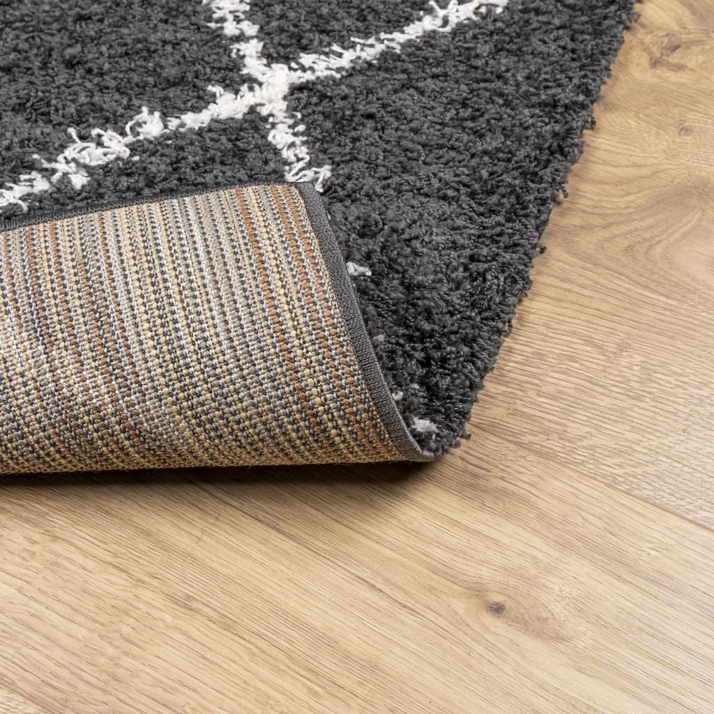 Vloerkleed shaggy hoogpolig modern 200x280 cm zwart en crème is nu te koop bij PeponiXL, paradijselijk wonen!