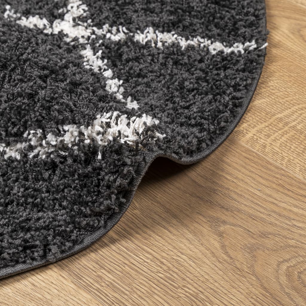 Vloerkleed PAMPLONA shaggy hoogpolig Ø 280 cm zwart en crème is nu te koop bij PeponiXL, paradijselijk wonen!