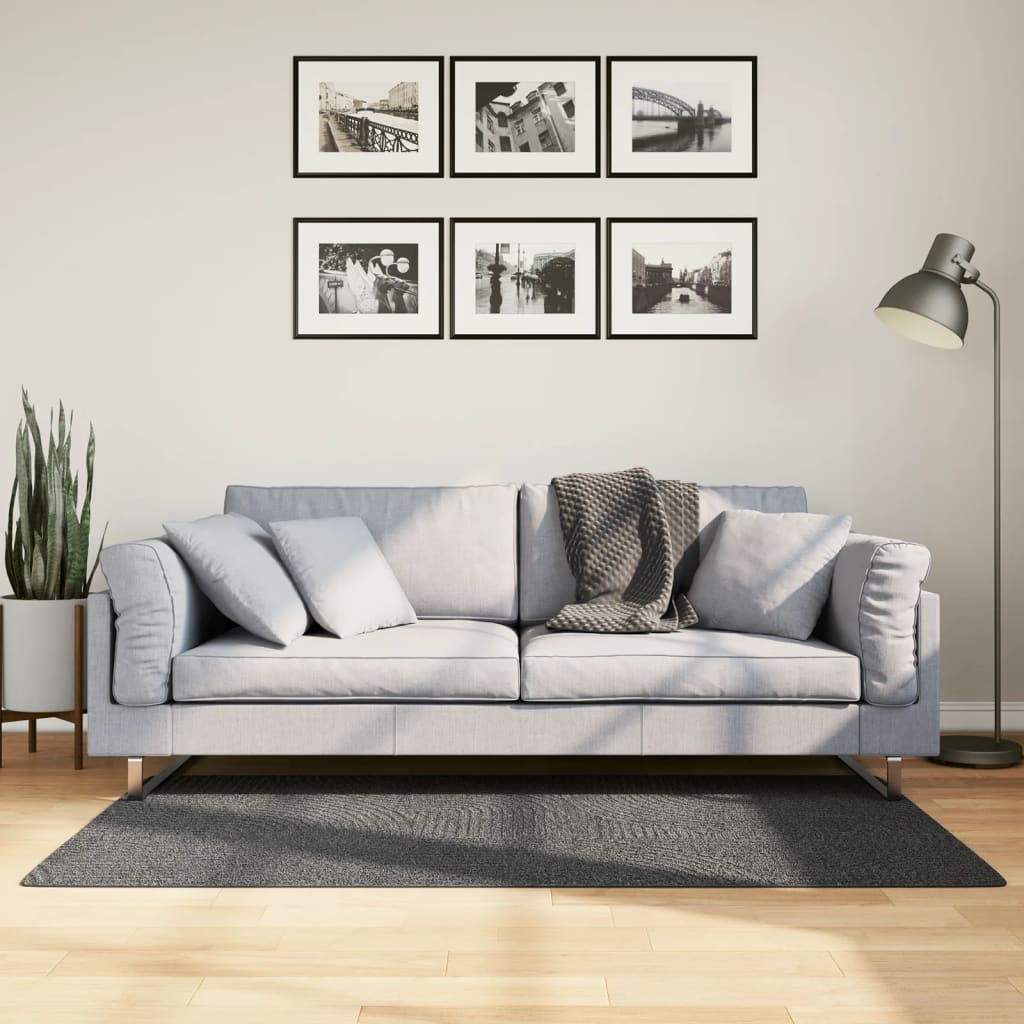 Vloerkleed IZA laagpolig Scandinavisch 80x150 cm antraciet is nu te koop bij PeponiXL, paradijselijk wonen!