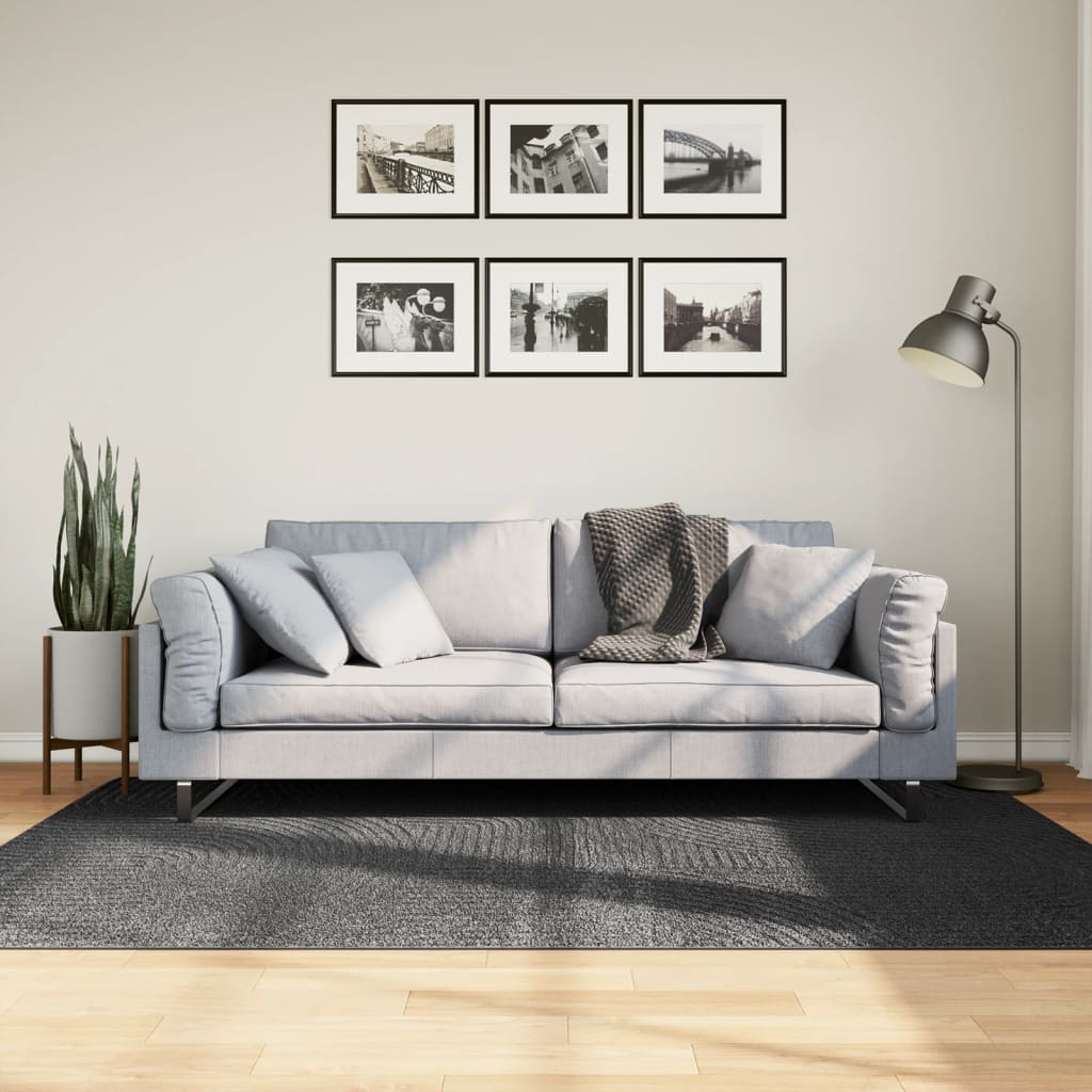 Vloerkleed IZA laagpolig Scandinavisch 140x200 cm antraciet is nu te koop bij PeponiXL, paradijselijk wonen!
