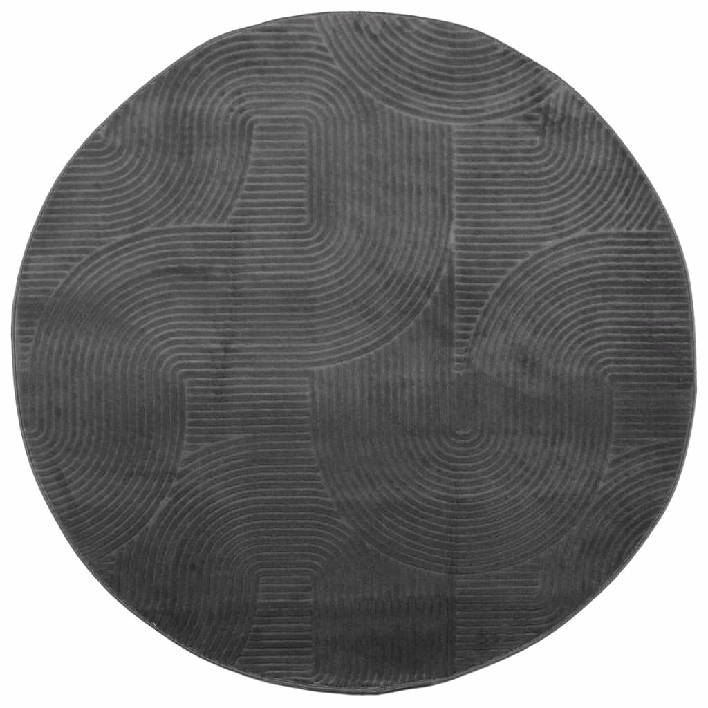 Vloerkleed IZA laagpolig Scandinavisch Ø 80 cm antraciet is nu te koop bij PeponiXL, paradijselijk wonen!