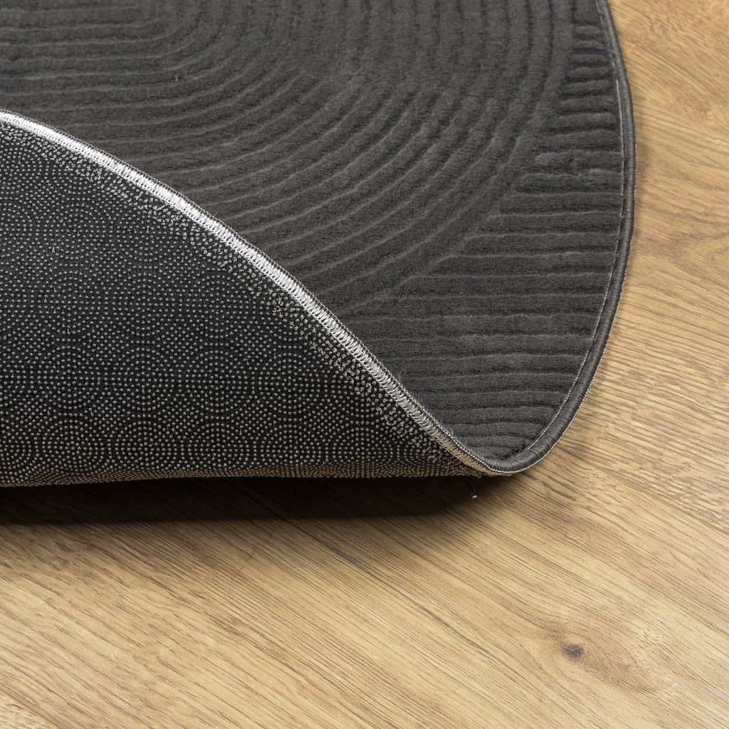 Vloerkleed IZA laagpolig Scandinavisch Ø 80 cm antraciet is nu te koop bij PeponiXL, paradijselijk wonen!