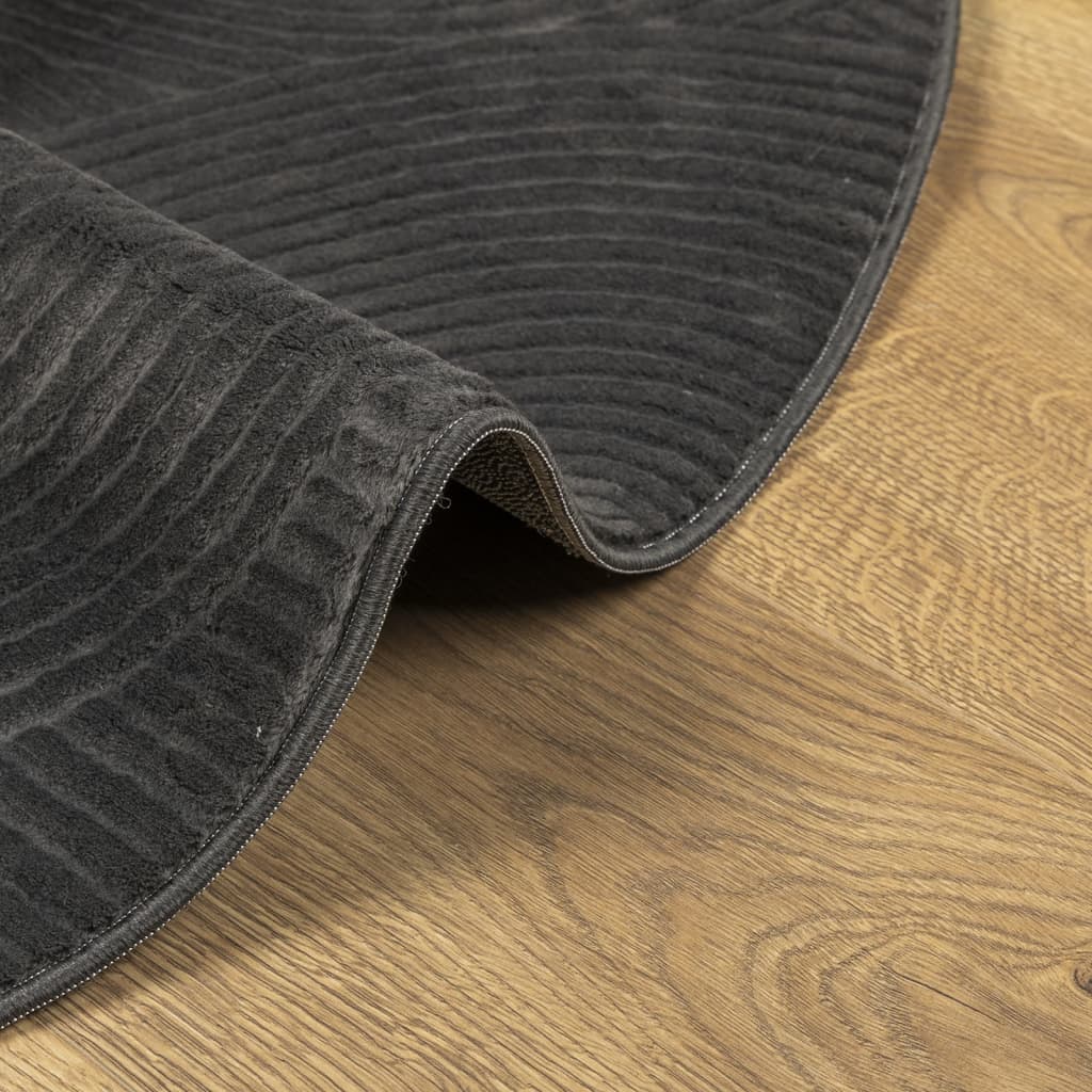 Vloerkleed IZA laagpolig Scandinavisch Ø 80 cm antraciet is nu te koop bij PeponiXL, paradijselijk wonen!