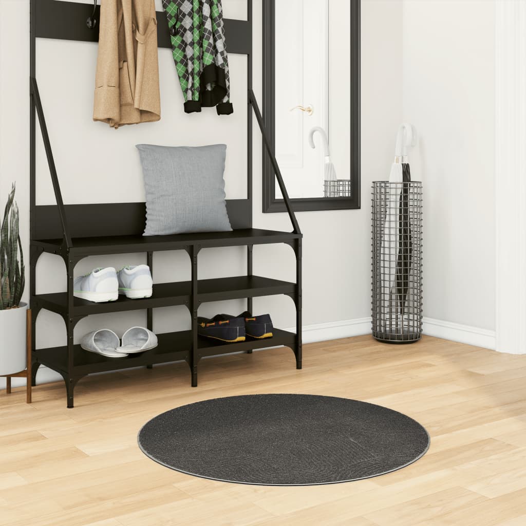 Vloerkleed IZA laagpolig Scandinavisch Ø 80 cm antraciet is nu te koop bij PeponiXL, paradijselijk wonen!