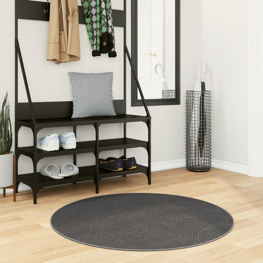 Vloerkleed IZA laagpolig Scandinavisch Ø 100 cm antraciet is nu te koop bij PeponiXL, paradijselijk wonen!