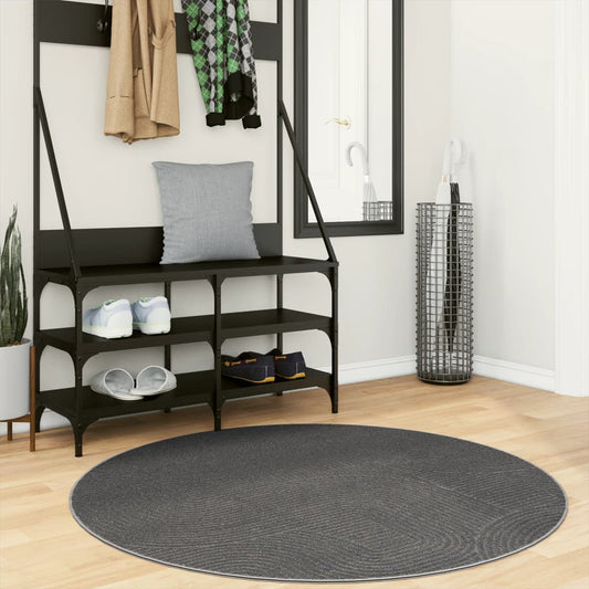 Vloerkleed IZA laagpolig Scandinavisch Ø 120 cm antraciet is nu te koop bij PeponiXL, paradijselijk wonen!