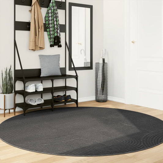 Vloerkleed IZA laagpolig Scandinavisch Ø 200 cm antraciet is nu te koop bij PeponiXL, paradijselijk wonen!