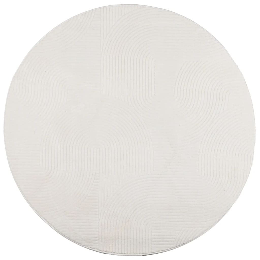 Vloerkleed IZA laagpolig Scandinavisch Ø 100 cm crèmekleurig is nu te koop bij PeponiXL, paradijselijk wonen!