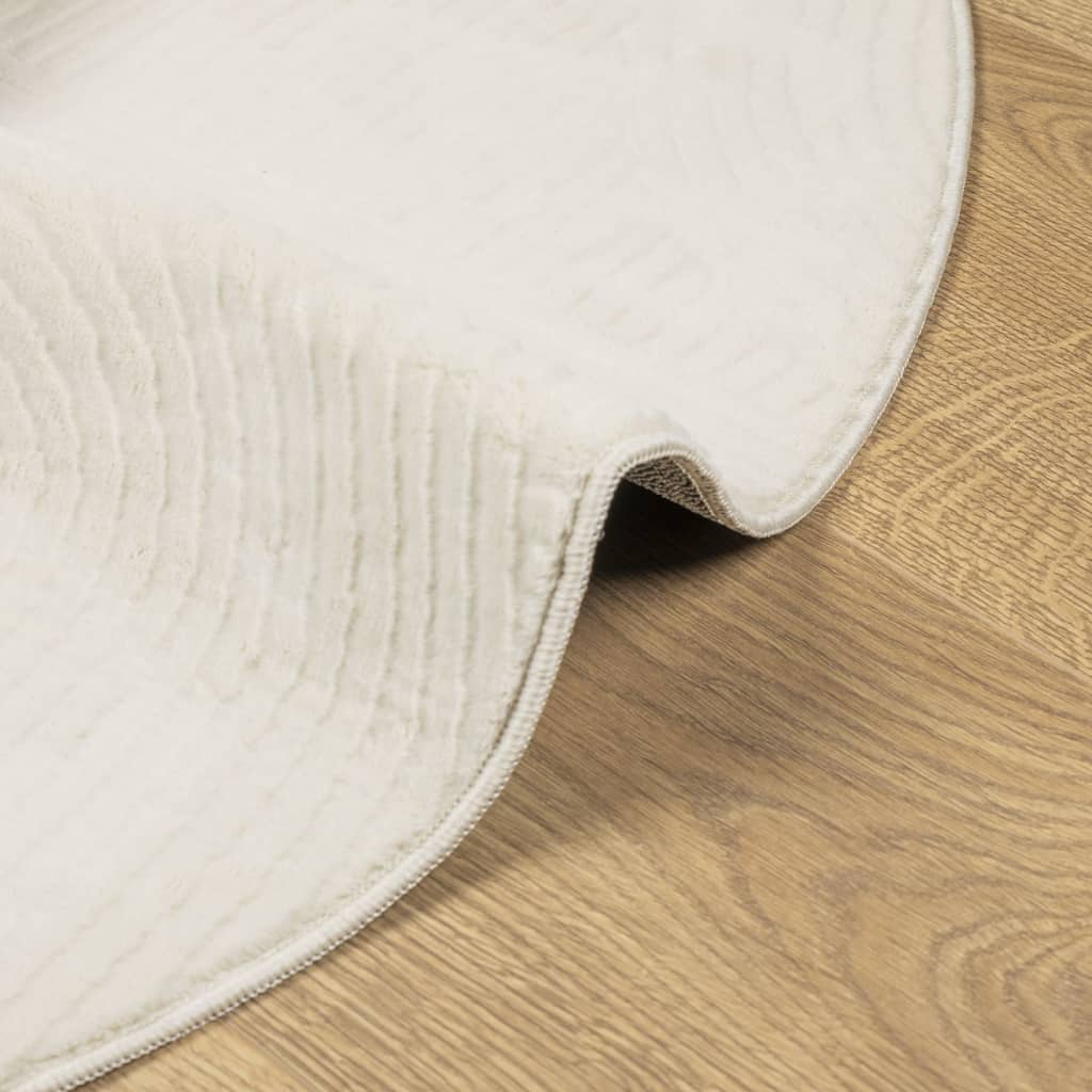 Vloerkleed IZA laagpolig Scandinavisch Ø 100 cm crèmekleurig is nu te koop bij PeponiXL, paradijselijk wonen!