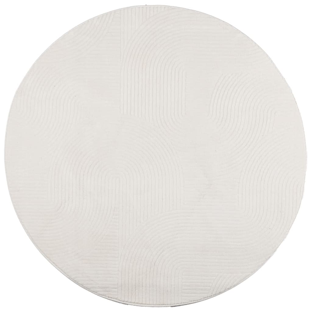 Vloerkleed IZA laagpolig Scandinavisch Ø 120 cm crèmekleurig is nu te koop bij PeponiXL, paradijselijk wonen!