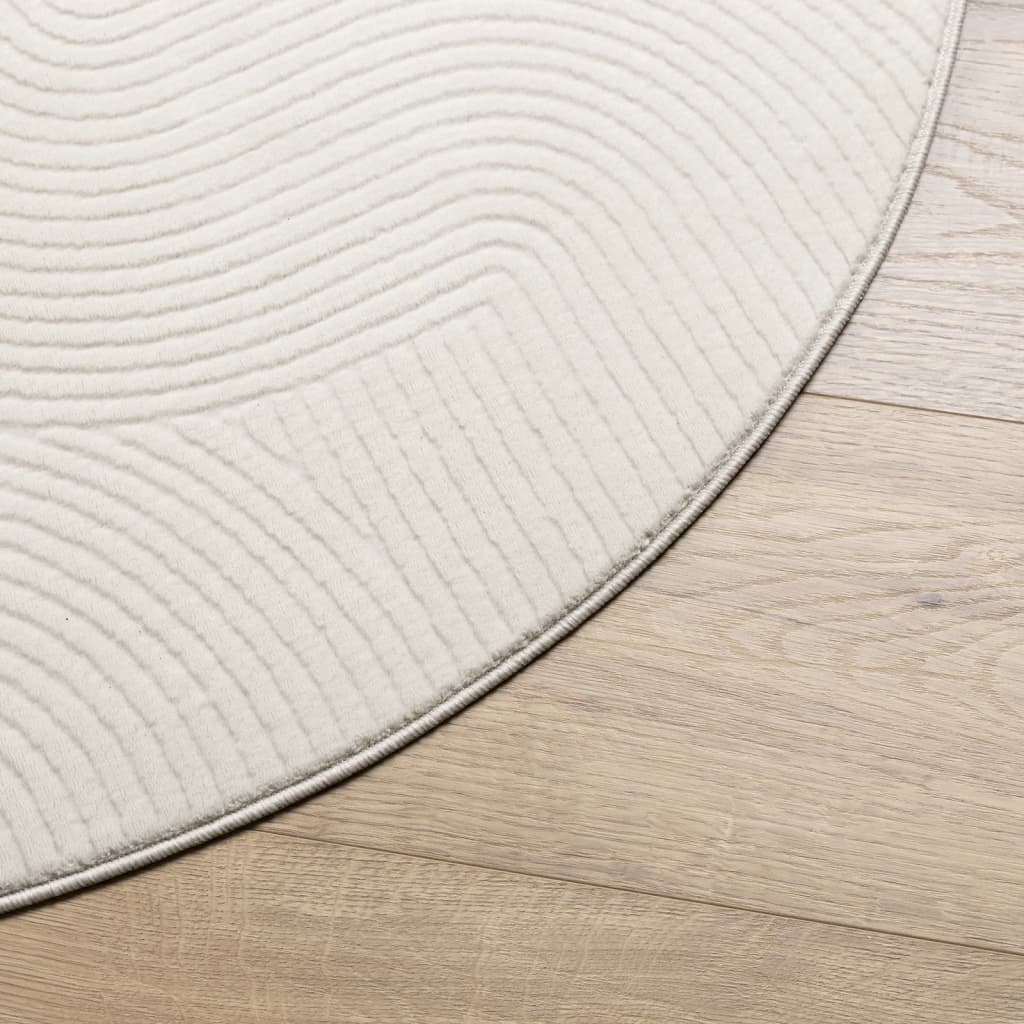 Vloerkleed IZA laagpolig Scandinavisch Ø 120 cm crèmekleurig is nu te koop bij PeponiXL, paradijselijk wonen!