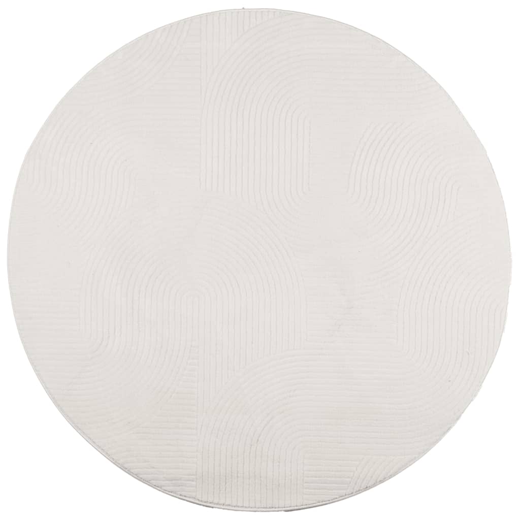Vloerkleed IZA laagpolig Scandinavisch Ø 160 cm crèmekleurig is nu te koop bij PeponiXL, paradijselijk wonen!