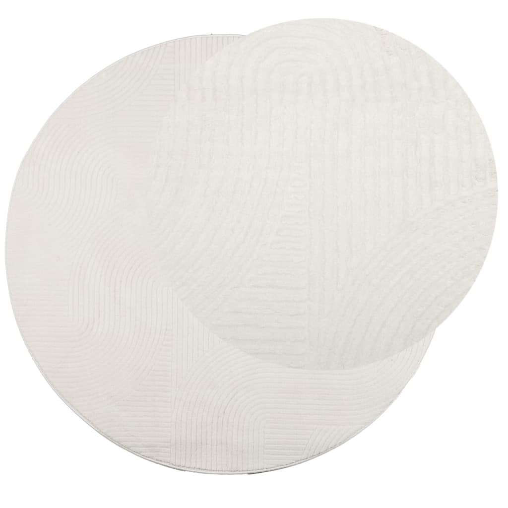 Vloerkleed IZA laagpolig Scandinavisch Ø 160 cm crèmekleurig is nu te koop bij PeponiXL, paradijselijk wonen!