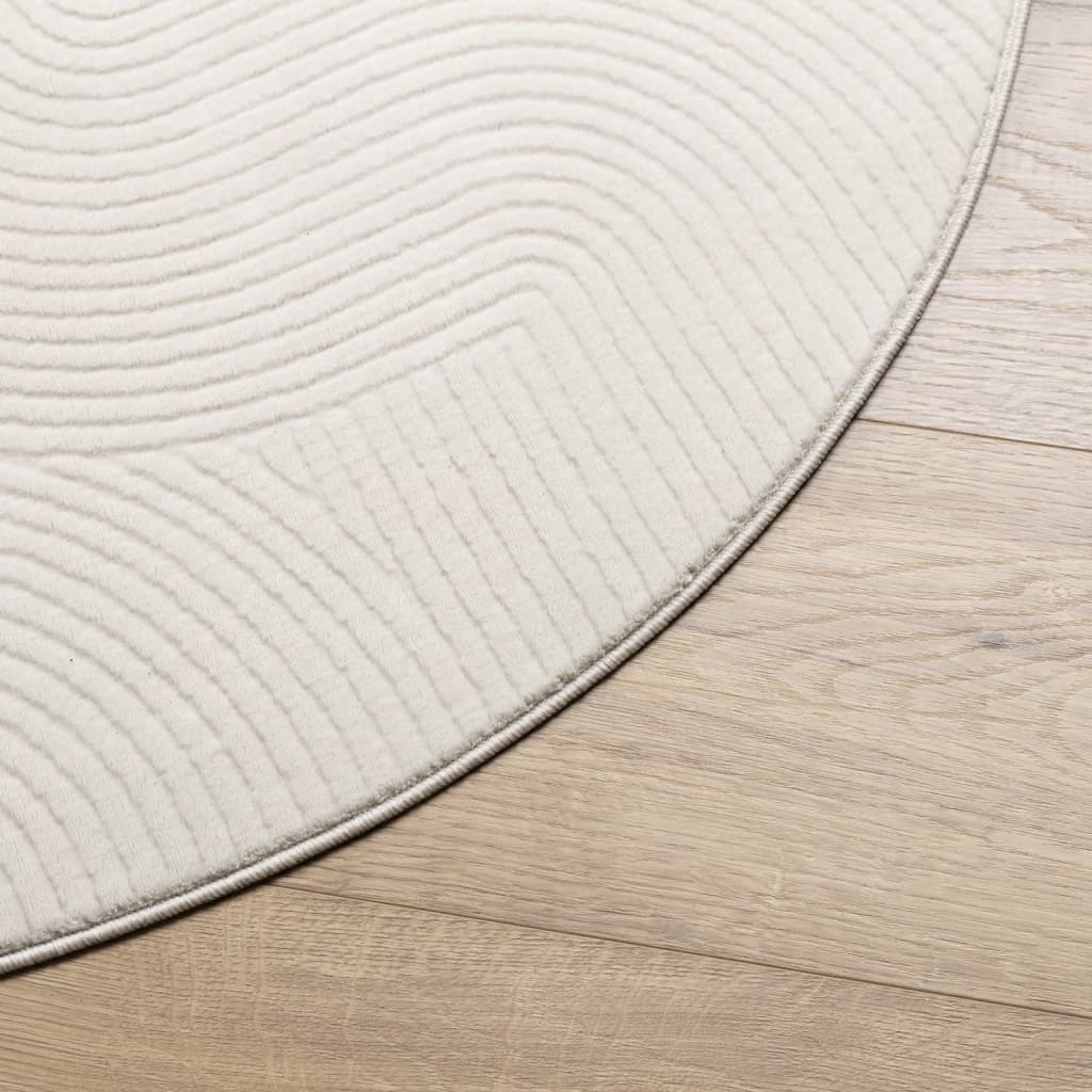 Vloerkleed IZA laagpolig Scandinavisch Ø 160 cm crèmekleurig is nu te koop bij PeponiXL, paradijselijk wonen!
