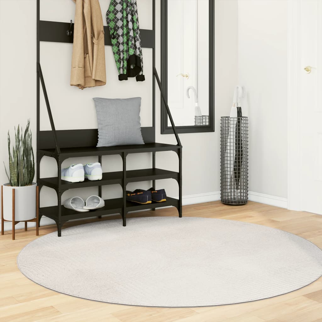 Vloerkleed IZA laagpolig Scandinavisch Ø 160 cm crèmekleurig is nu te koop bij PeponiXL, paradijselijk wonen!