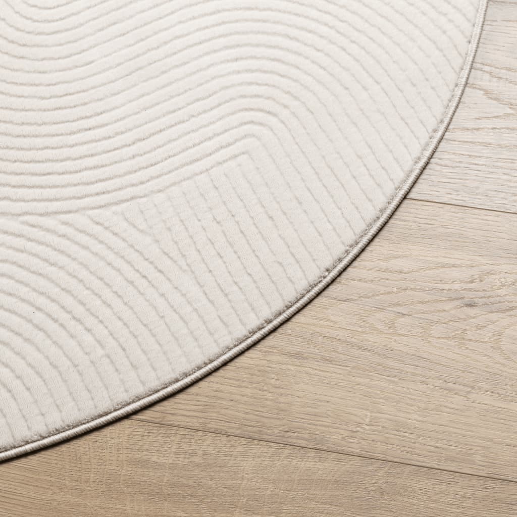 Vloerkleed IZA laagpolig Scandinavisch Ø 200 cm crèmekleurig is nu te koop bij PeponiXL, paradijselijk wonen!
