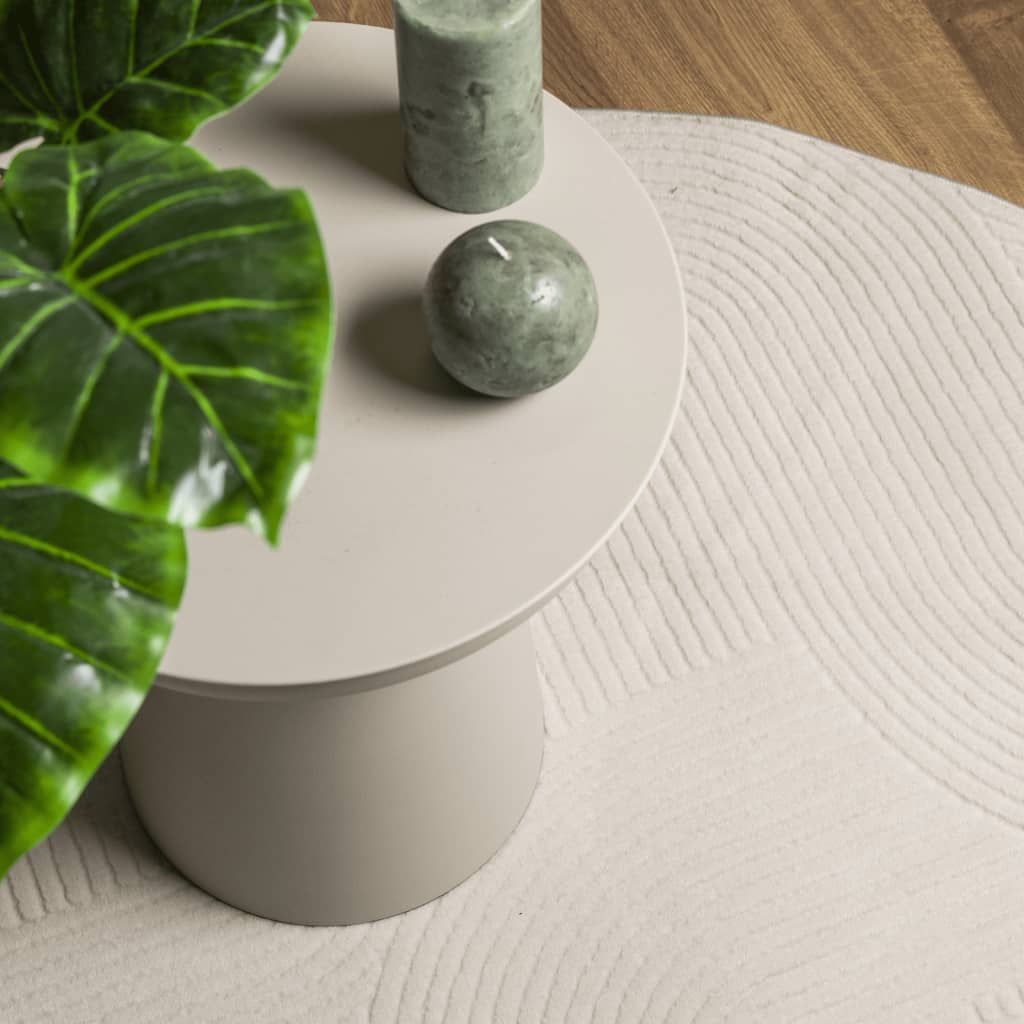 Vloerkleed IZA laagpolig Scandinavisch Ø 200 cm crèmekleurig is nu te koop bij PeponiXL, paradijselijk wonen!