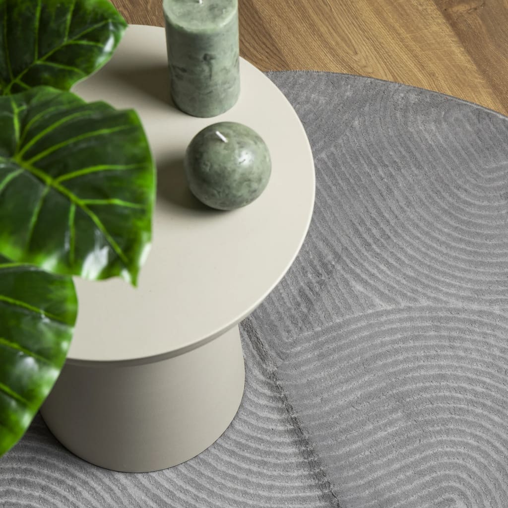 Vloerkleed IZA laagpolig Scandinavisch Ø 120 cm grijs is nu te koop bij PeponiXL, paradijselijk wonen!