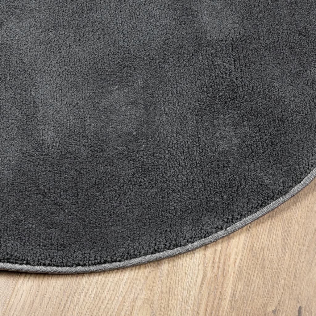 Vloerkleed OVIEDO laagpolig Ø 120 cm antracietkleurig is nu te koop bij PeponiXL, paradijselijk wonen!